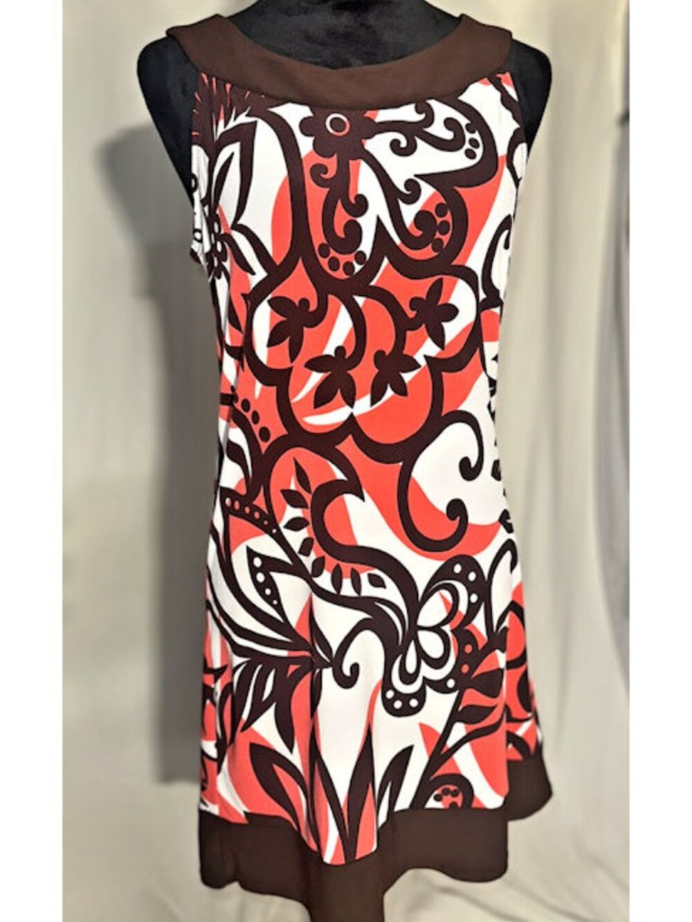 NWT B. Smart Summer Dress, Brown/Orange 7/8